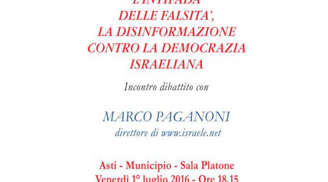 Riflessioni sulla democrazia israeliana con l'Associazione Italia Israele Asti e Marco Paganoni 