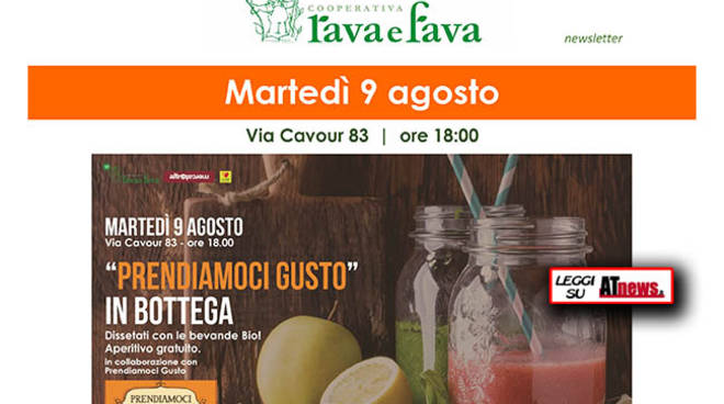 Asti, martedì 9 aperitivo gratuito con prodotti biologici alla Bottega Altromercato