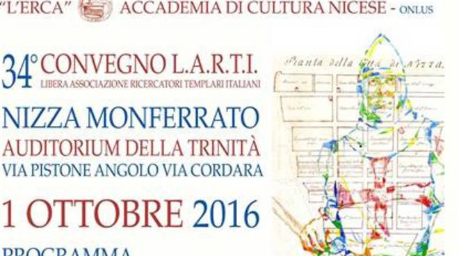 Nizza Monferrato, sabato 1 ottobre all'Erca il 34° Convegno L.A.R.T.I. Liberi Ricercatori Templari Italiani