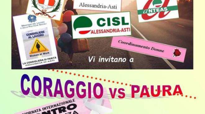 Violenza contro le donne: il 22 novembre ad Asti "Coraggio VS Paura"