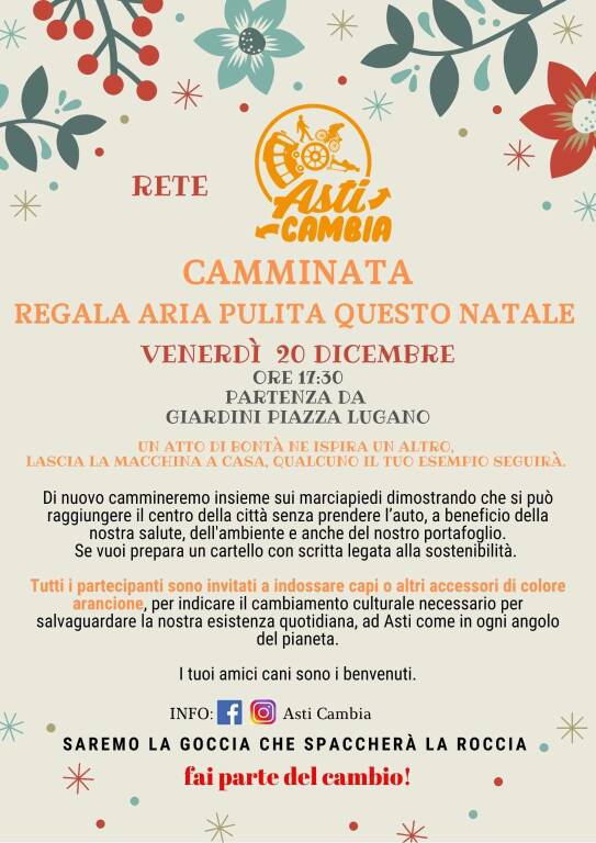 Camminata “Regala aria pulita questo Natale”