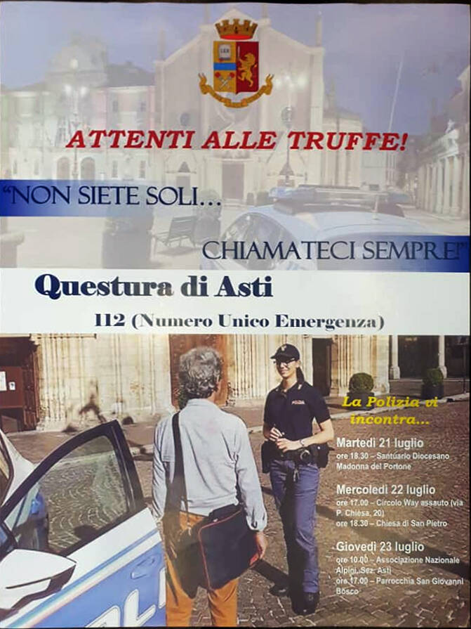 Truffe agli anziani in questura di Asti