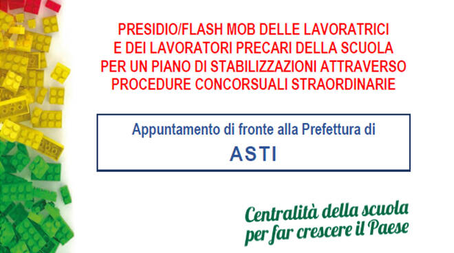 Presidio dei precari della scuola davanti alla Prefettura di Asti