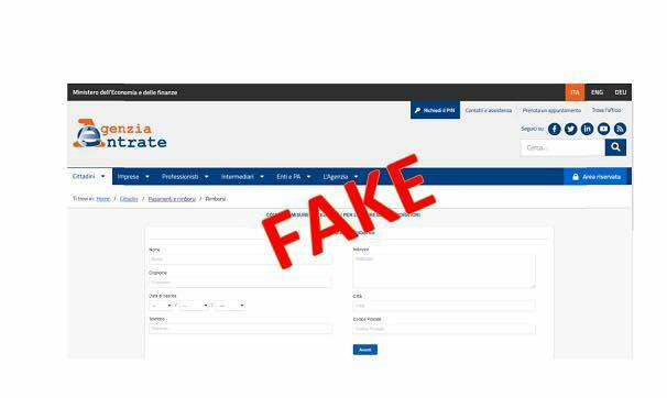 false mail agenzia entrate 