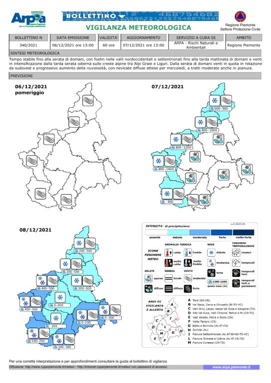 bollettino vigilanza meteo arpa piemonte 06122021