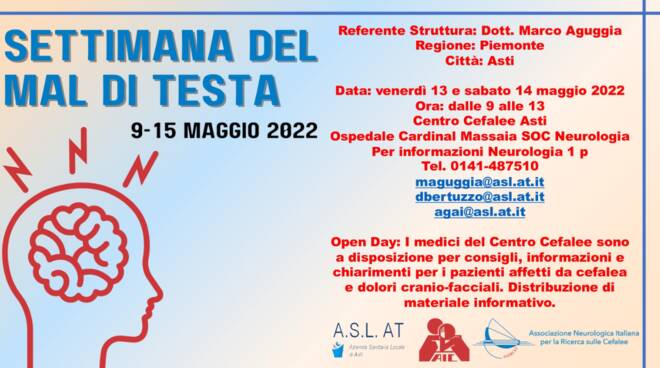 open day settimana mal di testa Centro Cefalee Asti