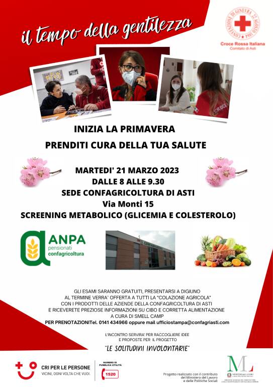 screening gratuito organizzate dalla Confagricoltura di Asti insieme alla Croce Rossa