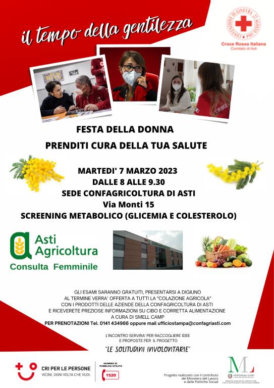 screening gratuito organizzate dalla Confagricoltura di Asti insieme alla Croce Rossa