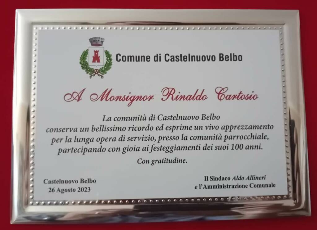 i Castelnovesi a Masone per i festeggiamenti dei 100 anni di Monsignor Rinaldo Cartosio