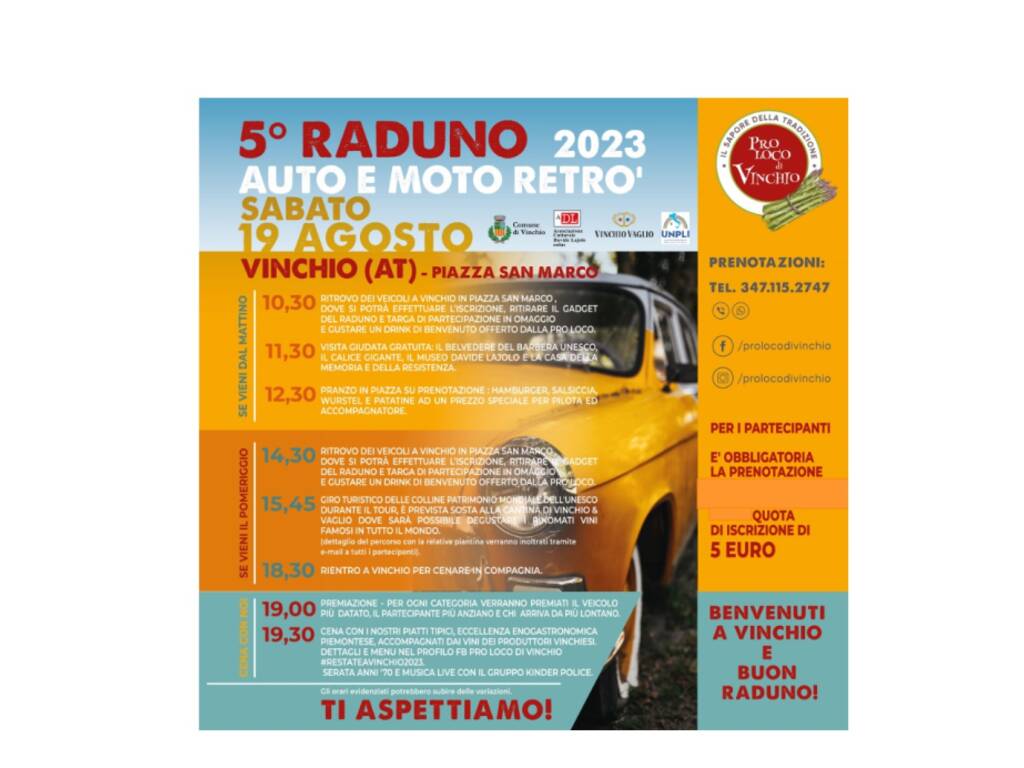 3° RADUNO DI AUTO E MOTO RETRO' 2021 - motoraduno - Vinchio AT