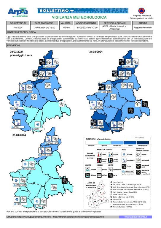 bollettino vigilanza meteorologica arpa 30032024