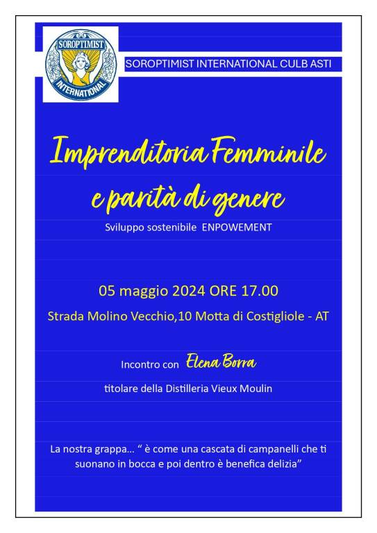 Imprenditoria femminile e parità di genere - Soroptimist club di ASTI